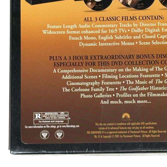 SEALED "The Godfather" Movie DVD Collection Set 2001 - 5-Disc Trilogy BRAND NEW - Picture 6 of 16